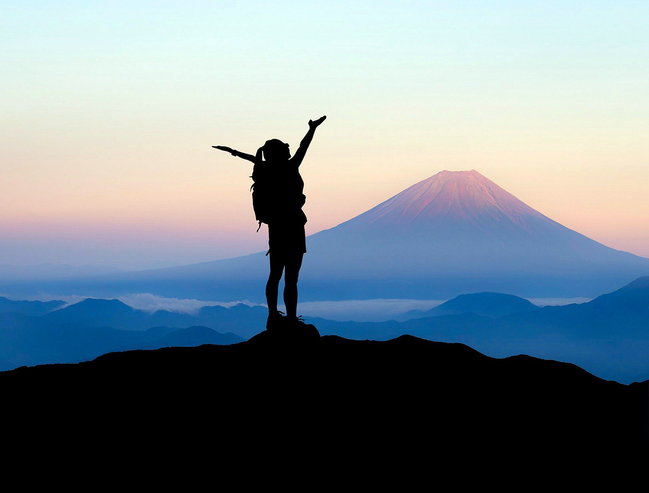 fujisan and woman